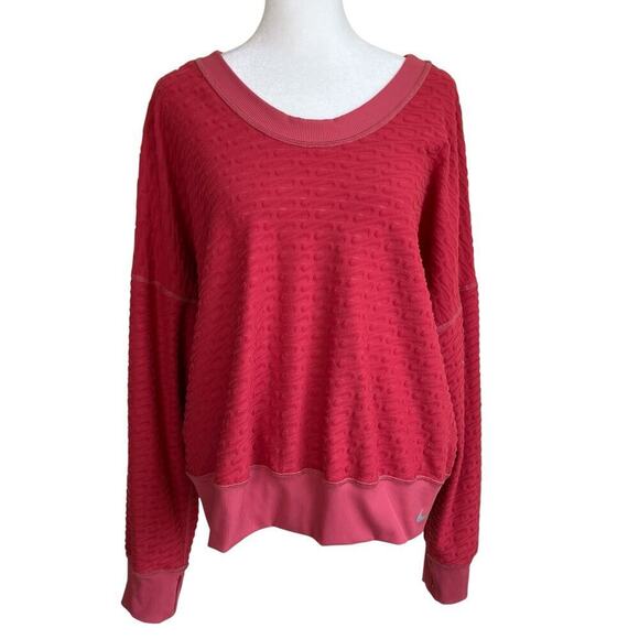 Nike Womens ThermaFIT Element Running Crewneck Top Reversible Pink Terrycloth XL - Picture 2 of 16